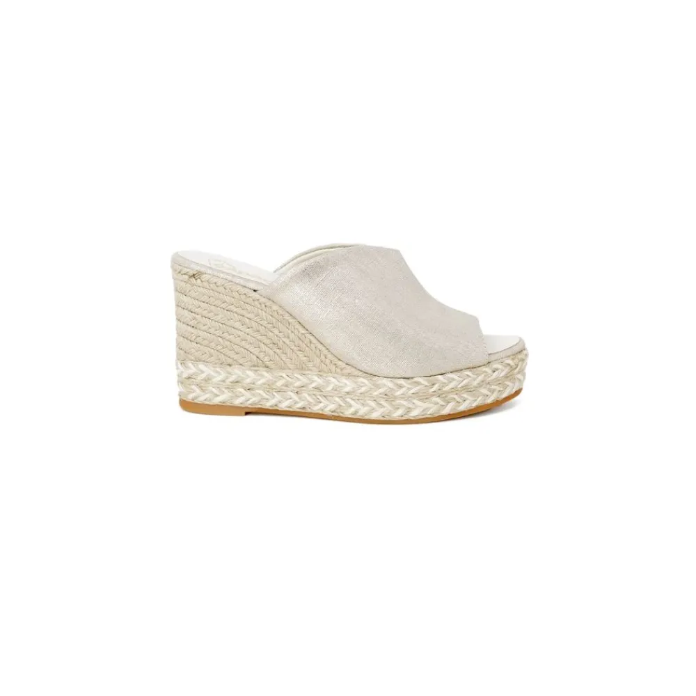 DAMES Espadrilles Sleehakken^Gouden Leren Platform Sandalen