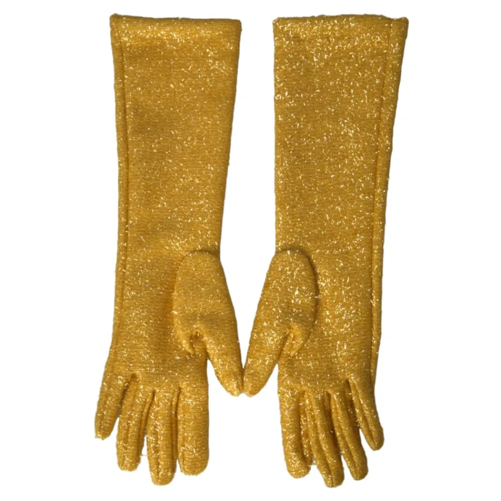 DAMES Dolce & Gabbana Handschoenen^Gouden Lurex Mid Arm Handschoenen