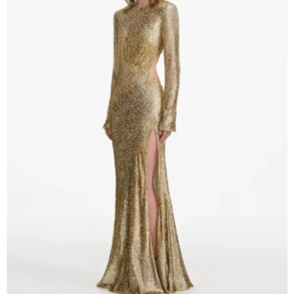 DAMES Self Portrait Gouden Maxi Jurk met Asymmetrische Snit