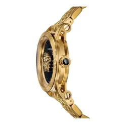 Heren Versace Horloges^Gouden Stalen Herenhorloge Zwarte Wijzerplaat