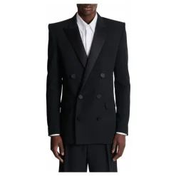 Heren Balmain Kostuums^Grain de poudre blazer met satijnen revers