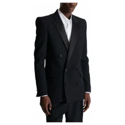 Heren Balmain Kostuums^Grain de poudre blazer met satijnen revers