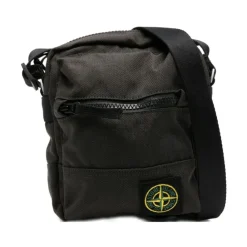 Heren Stone Island Grijze Crossbody Tas met Logo Patch
