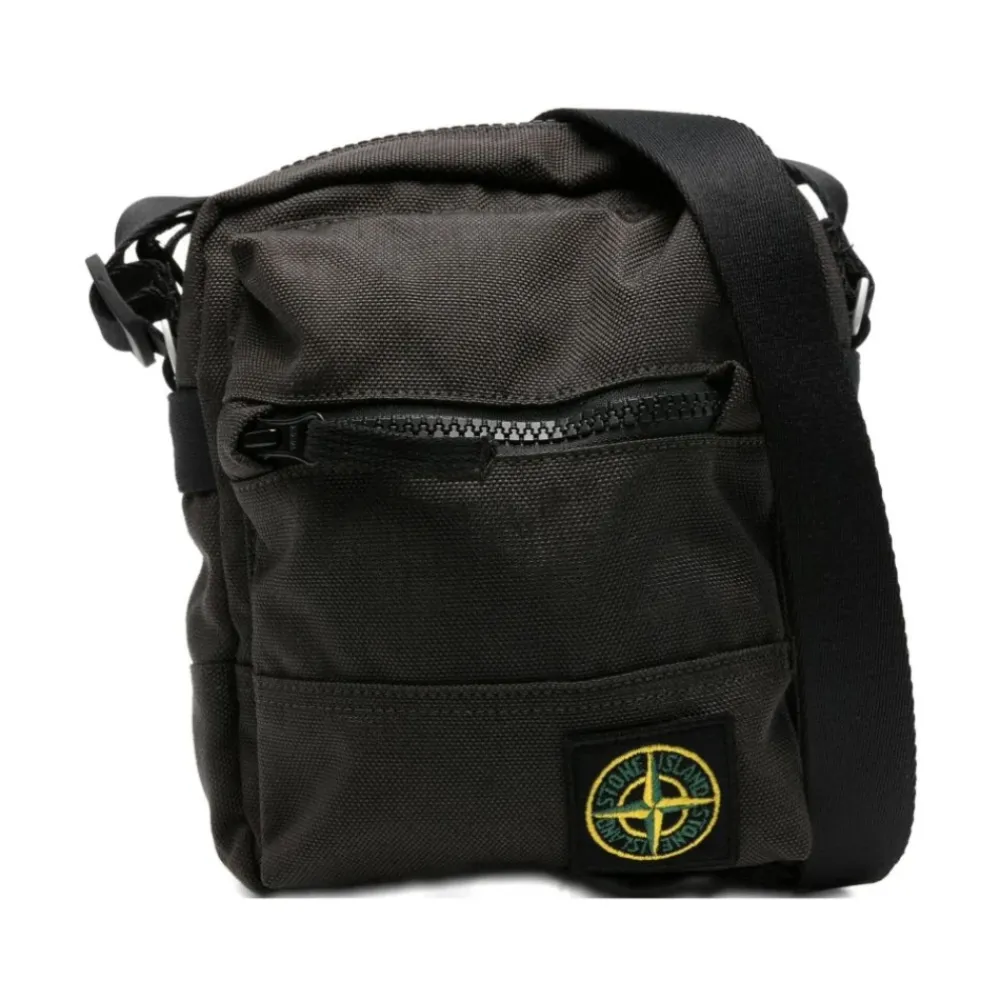Heren Stone Island Grijze Crossbody Tas met Logo Patch