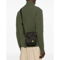 Heren Stone Island Grijze Crossbody Tas met Logo Patch