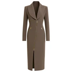 DAMES Babylon Jurken^Grijze Elegante Gestreepte Jurk