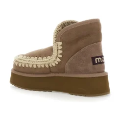 DAMES Mou Grijze Eskimo Enkellaarzen met Logo Patch