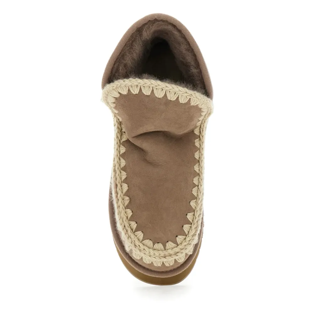 DAMES Mou Grijze Eskimo Enkellaarzen met Logo Patch