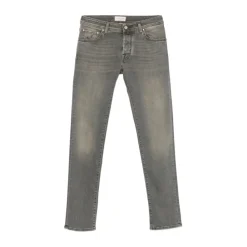 Heren Jacob Cohën Jeans^Grijze Five-Pocket Knoopsluiting Jeans