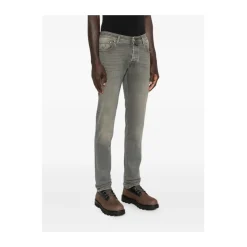 Heren Jacob Cohën Jeans^Grijze Five-Pocket Knoopsluiting Jeans