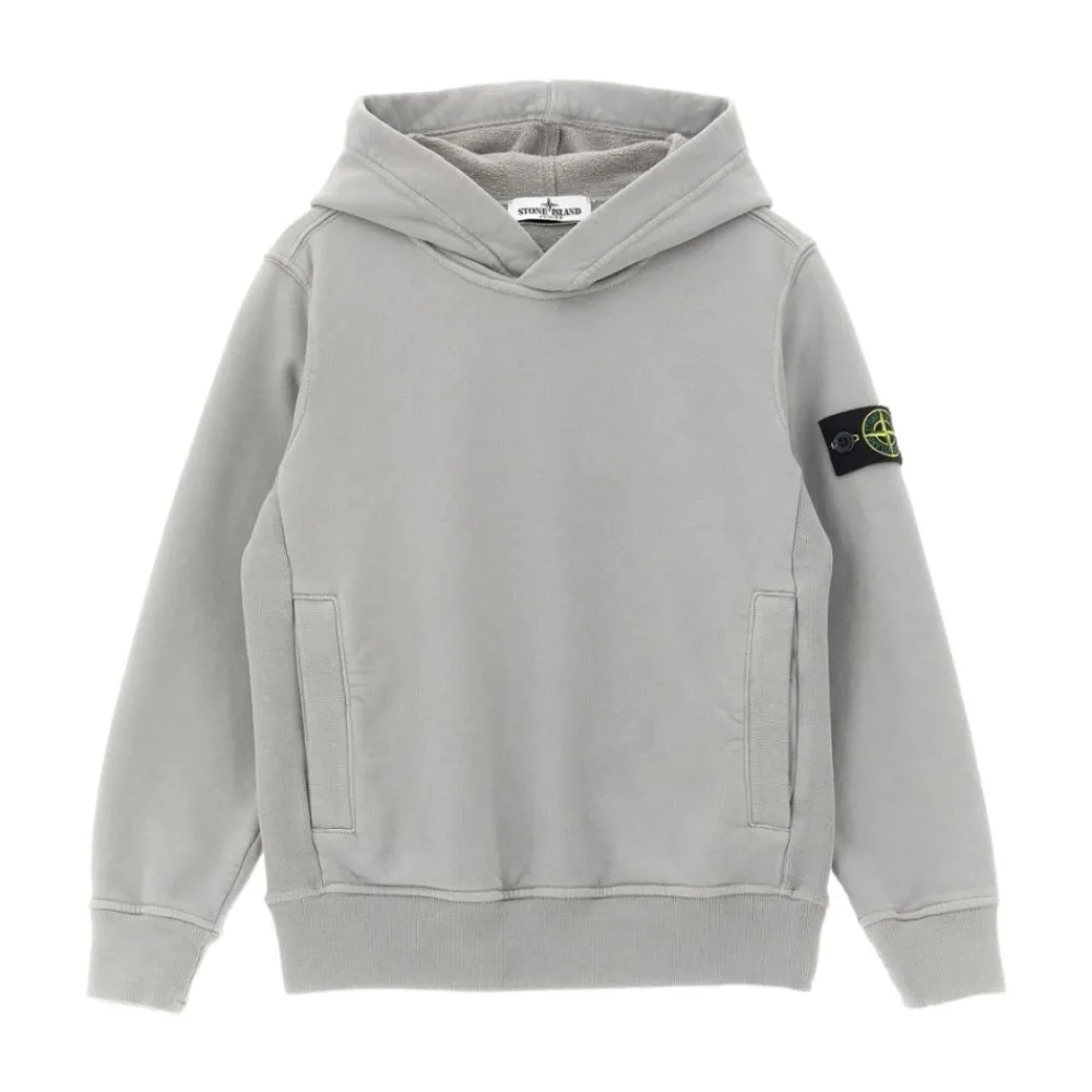 Stone Island Grijze Fleece Sweater met Compass Badge