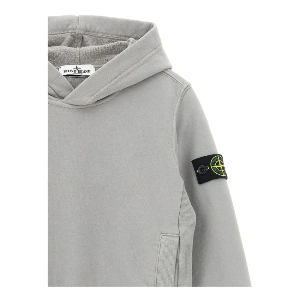 Stone Island Grijze Fleece Sweater met Compass Badge
