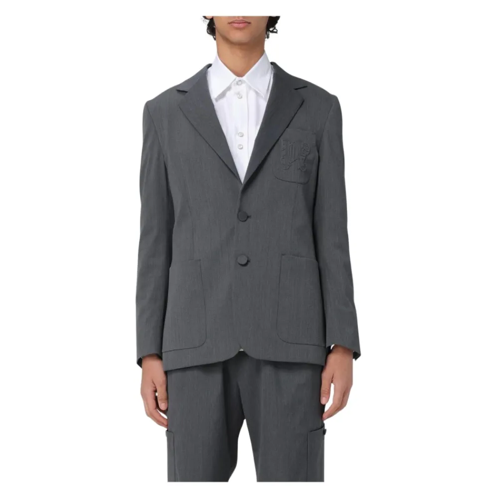 Heren Palm Angels Grijze Geborduurde Blazer voor Mannen