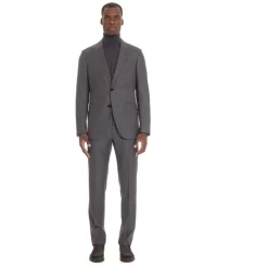 Heren Zegna Kostuums^Grijze Jurk met Knoopsluiting