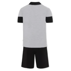 Hugo Jumpsuits^Grijze Katoenen Polo en Shorts Set