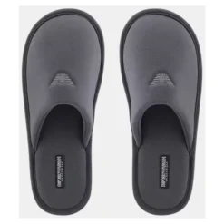 Heren Emporio Armani Pantoffels^Grijze Katoenen Twill Sandalen