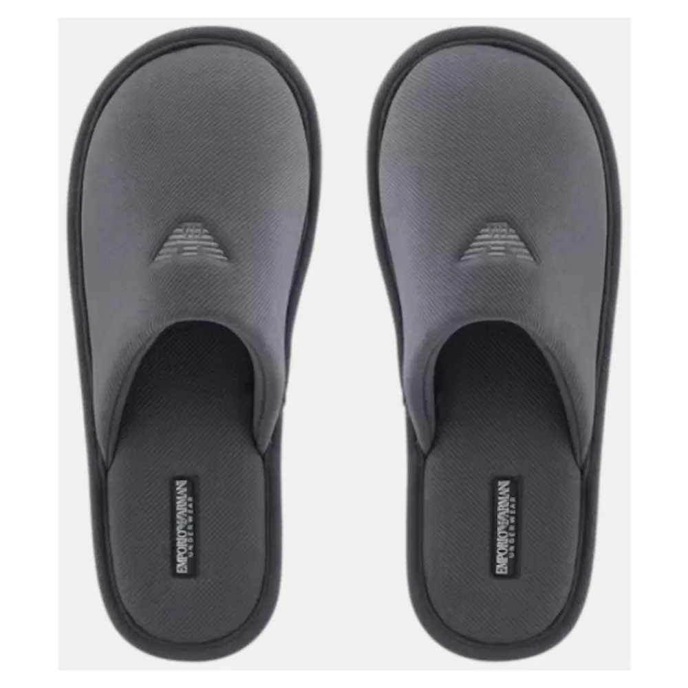 Heren Emporio Armani Pantoffels^Grijze Katoenen Twill Sandalen