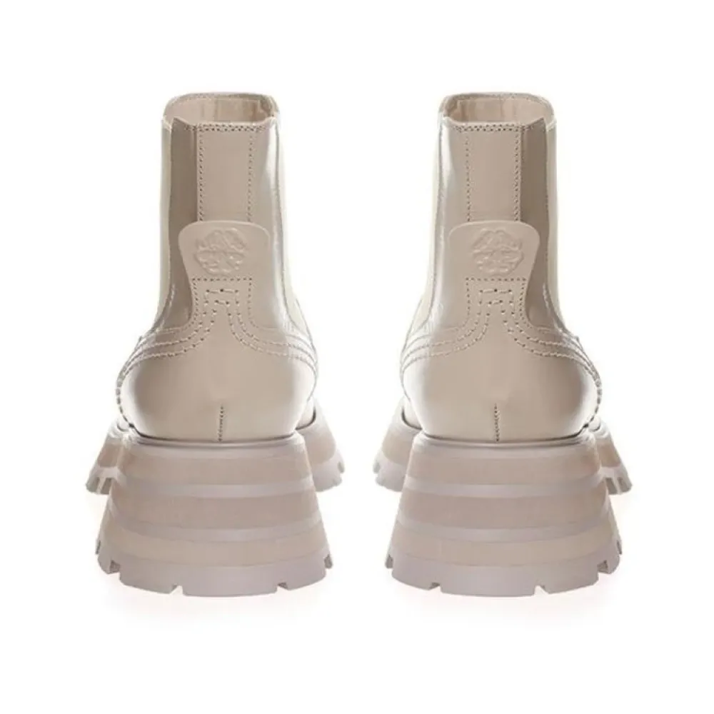 DAMES Alexander McQueen Chelseaboots^Grijze Leren Brogue Chelsea Laarzen