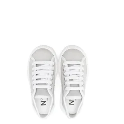 N21 Sneakers^Grijze Leren Sneakers Ronde Neus Logo Patch