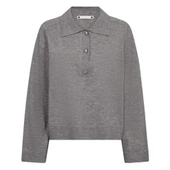 DAMES Co'Couture Grijze Melan Polo Gebreide Trui