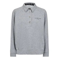DAMES Haute L'Amitié Shirts^Grijze Melangé Polo Logo Sweatshirt