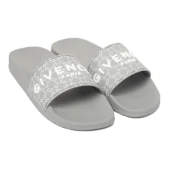 Heren Givenchy Slippers^Grijze Slide Sandalen met Logo Motief