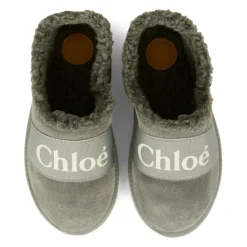 Chloé Grijze Suède Muiltjes met Nep Shearling
