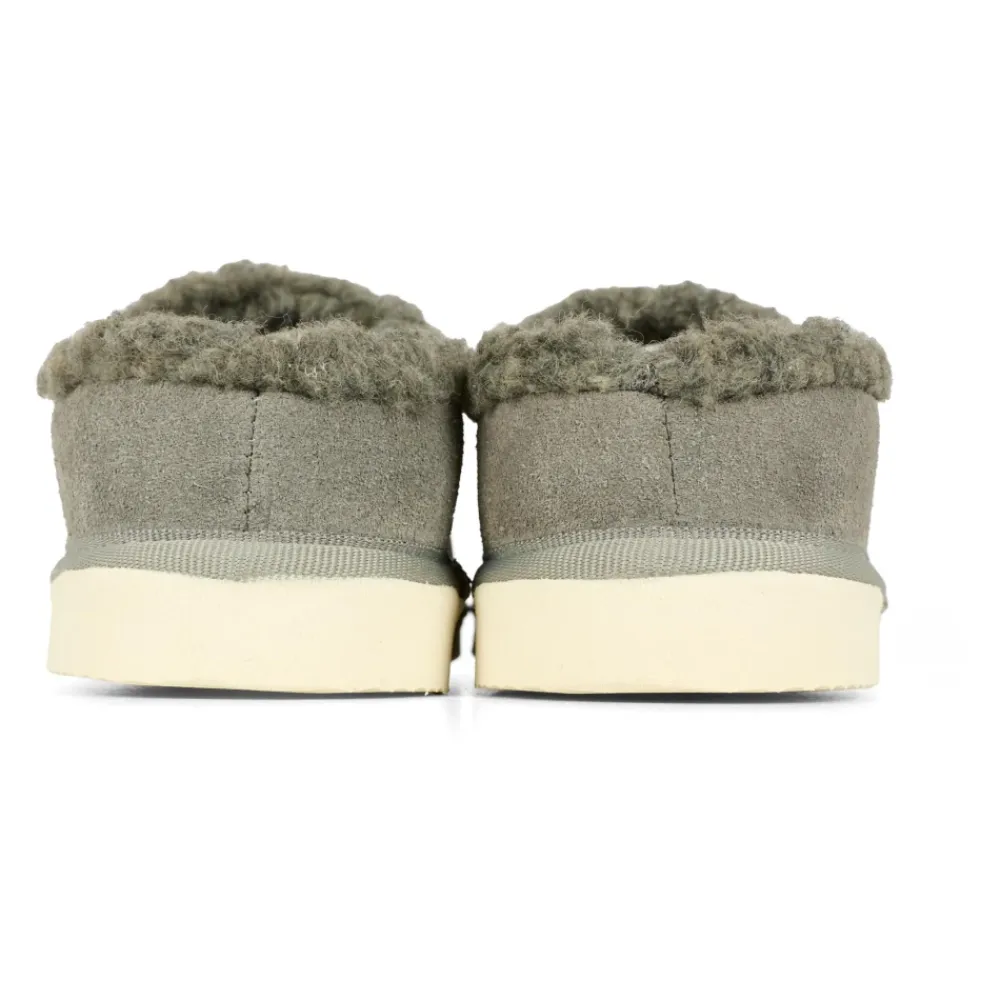 Chloé Grijze Suède Muiltjes met Nep Shearling