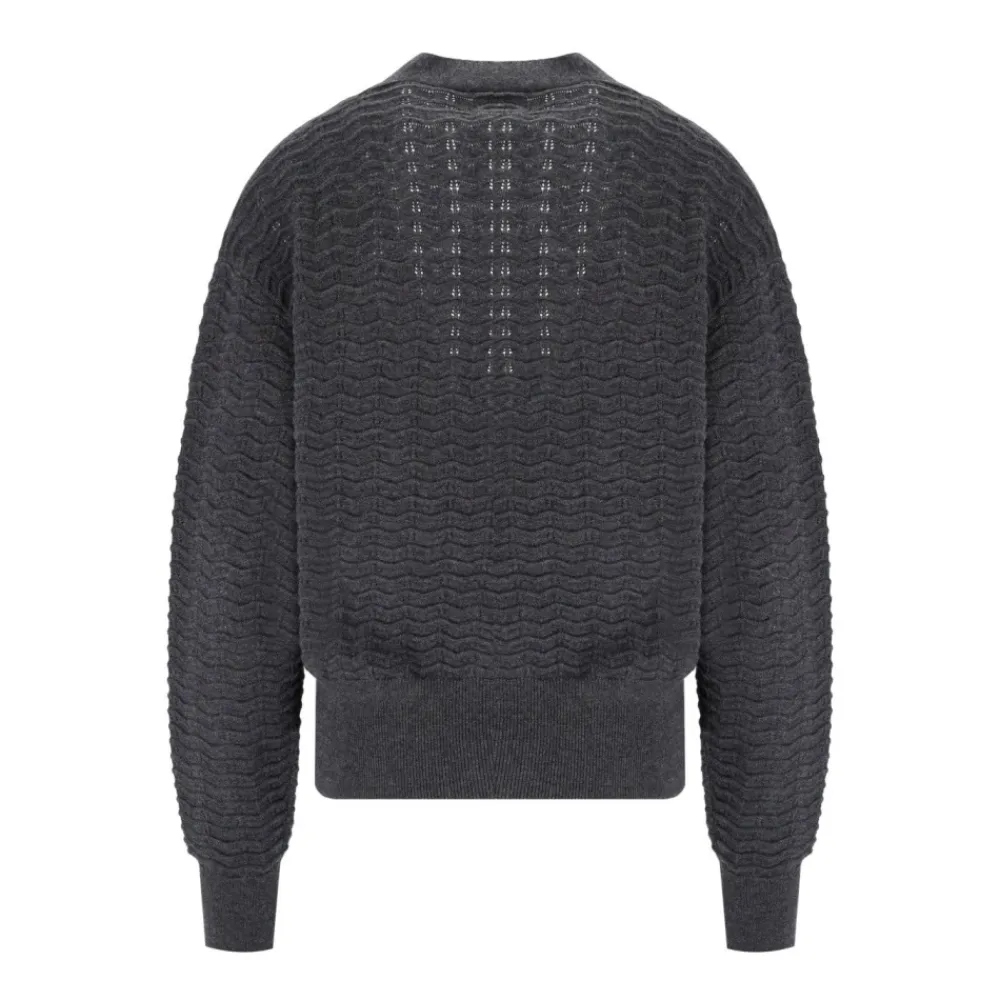 DAMES Essentiel Antwerp Truien & Vesten^Grijze wollen cardigan met juweeldetails