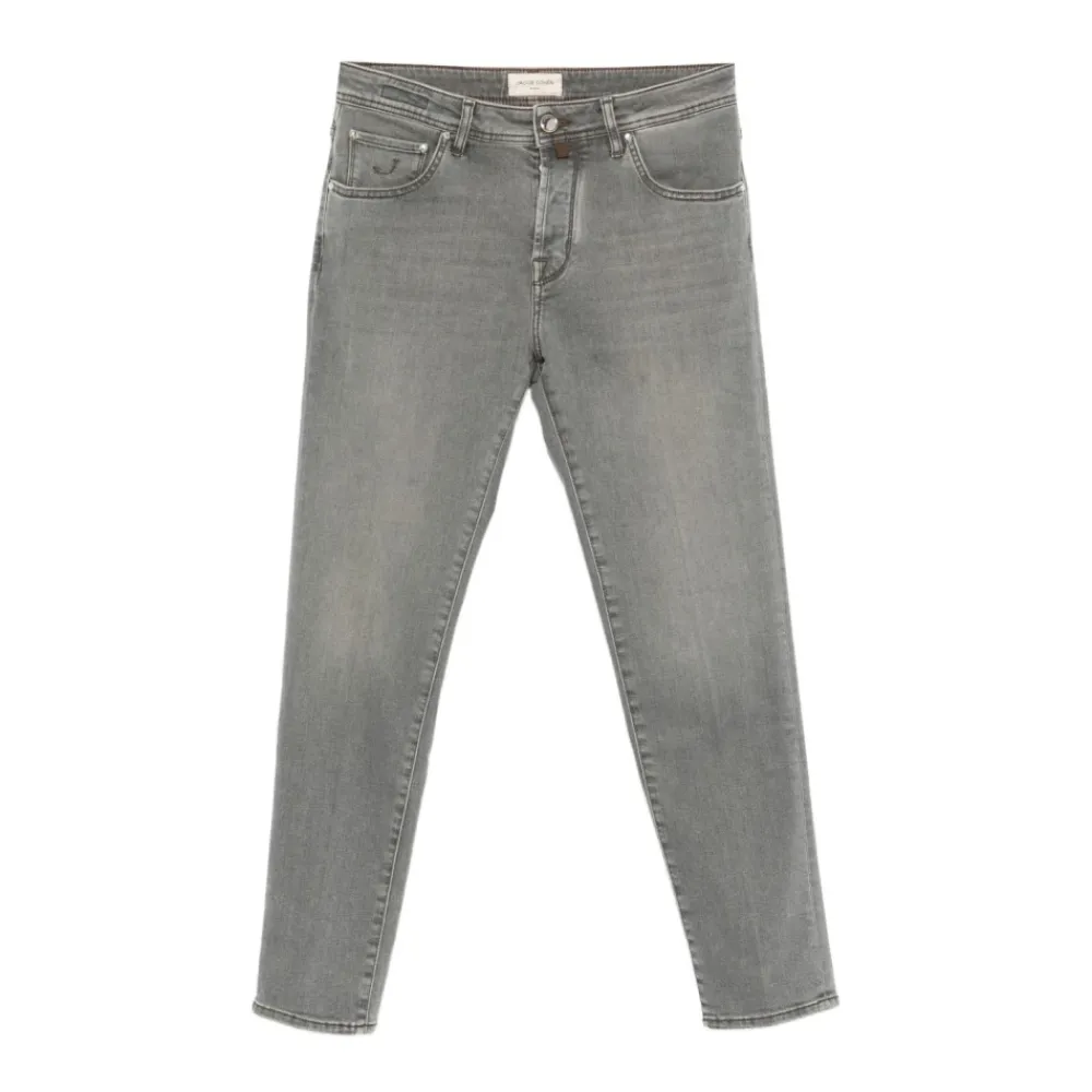 Heren Jacob Cohën Jeans^Grijze Zijde & Nylon Jeans