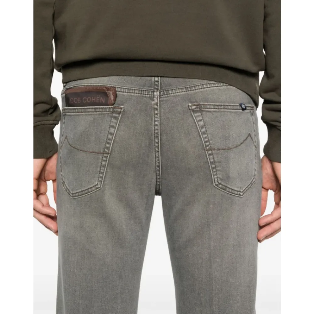 Heren Jacob Cohën Jeans^Grijze Zijde & Nylon Jeans