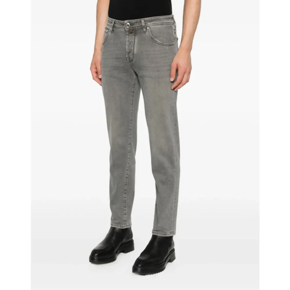 Heren Jacob Cohën Jeans^Grijze Zijde & Nylon Jeans