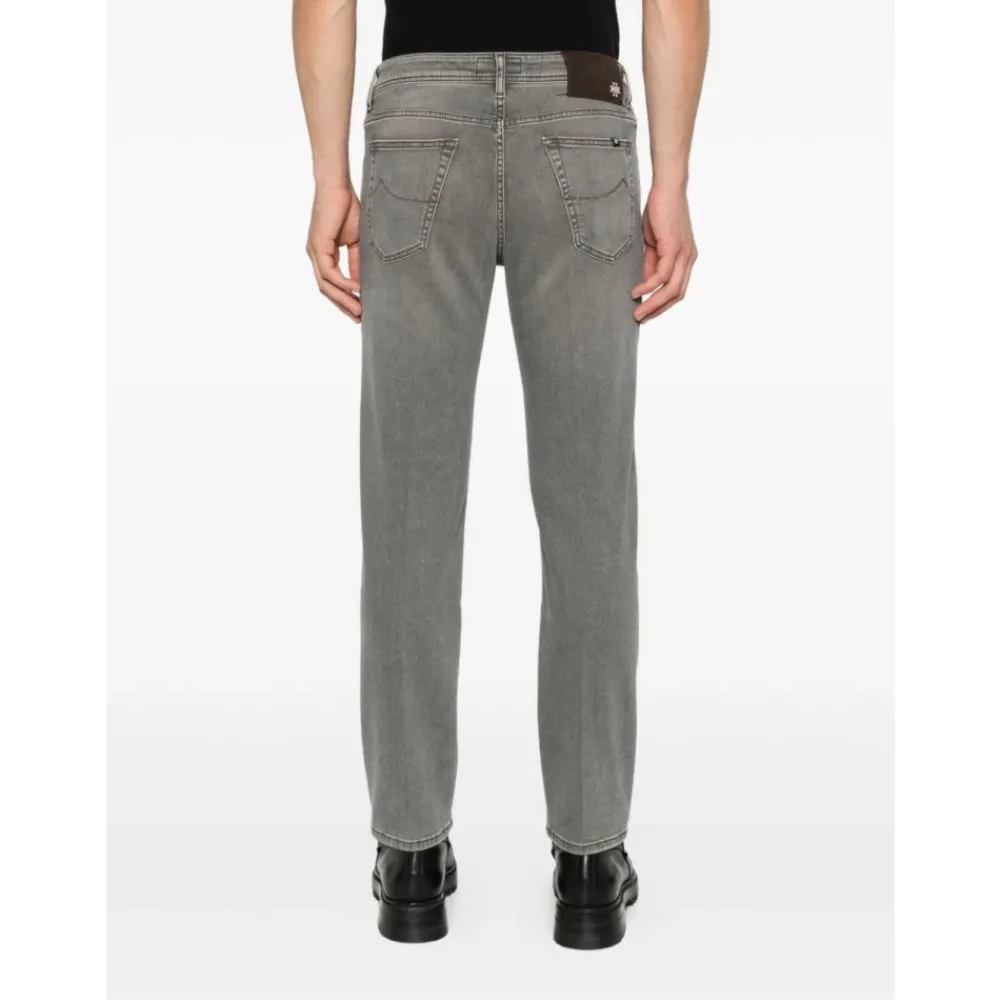 Heren Jacob Cohën Jeans^Grijze Zijde & Nylon Jeans