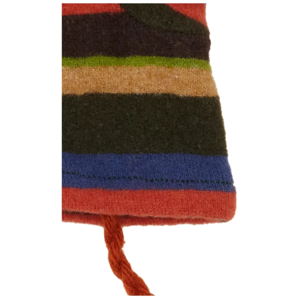 GALLO Groene fleecekinderwanten met veelkleurige strepen