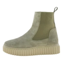 DAMES Voile Blanche e Suède Enkellaars Sneaker Zool