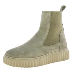 DAMES Voile Blanche e Suède Enkellaars Sneaker Zool