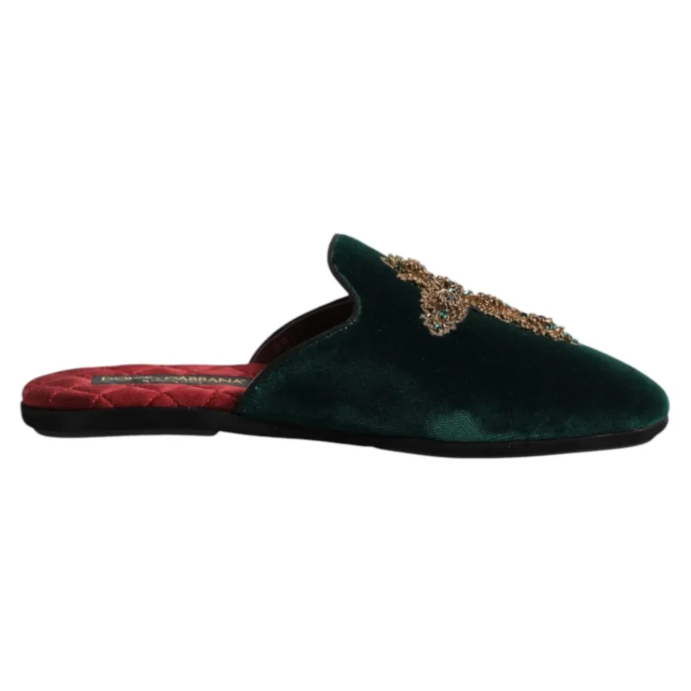 Heren Dolce & Gabbana e Velvet Cross Embellished Slippers