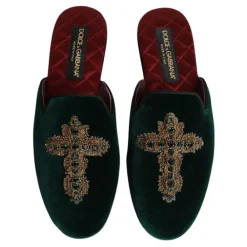 Heren Dolce & Gabbana e Velvet Cross Embellished Slippers