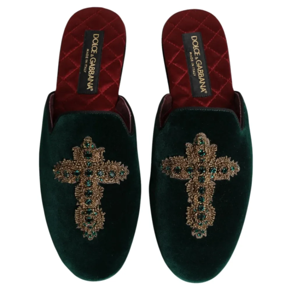 Heren Dolce & Gabbana e Velvet Cross Embellished Slippers