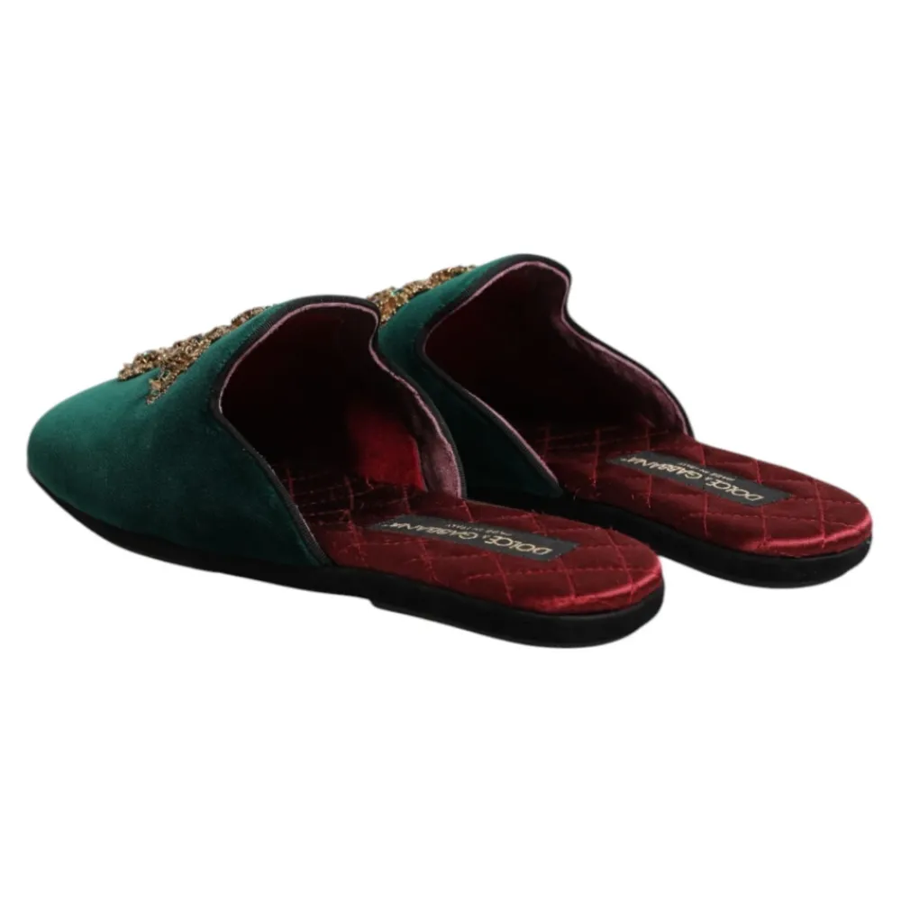 Heren Dolce & Gabbana e Velvet Cross Embellished Slippers