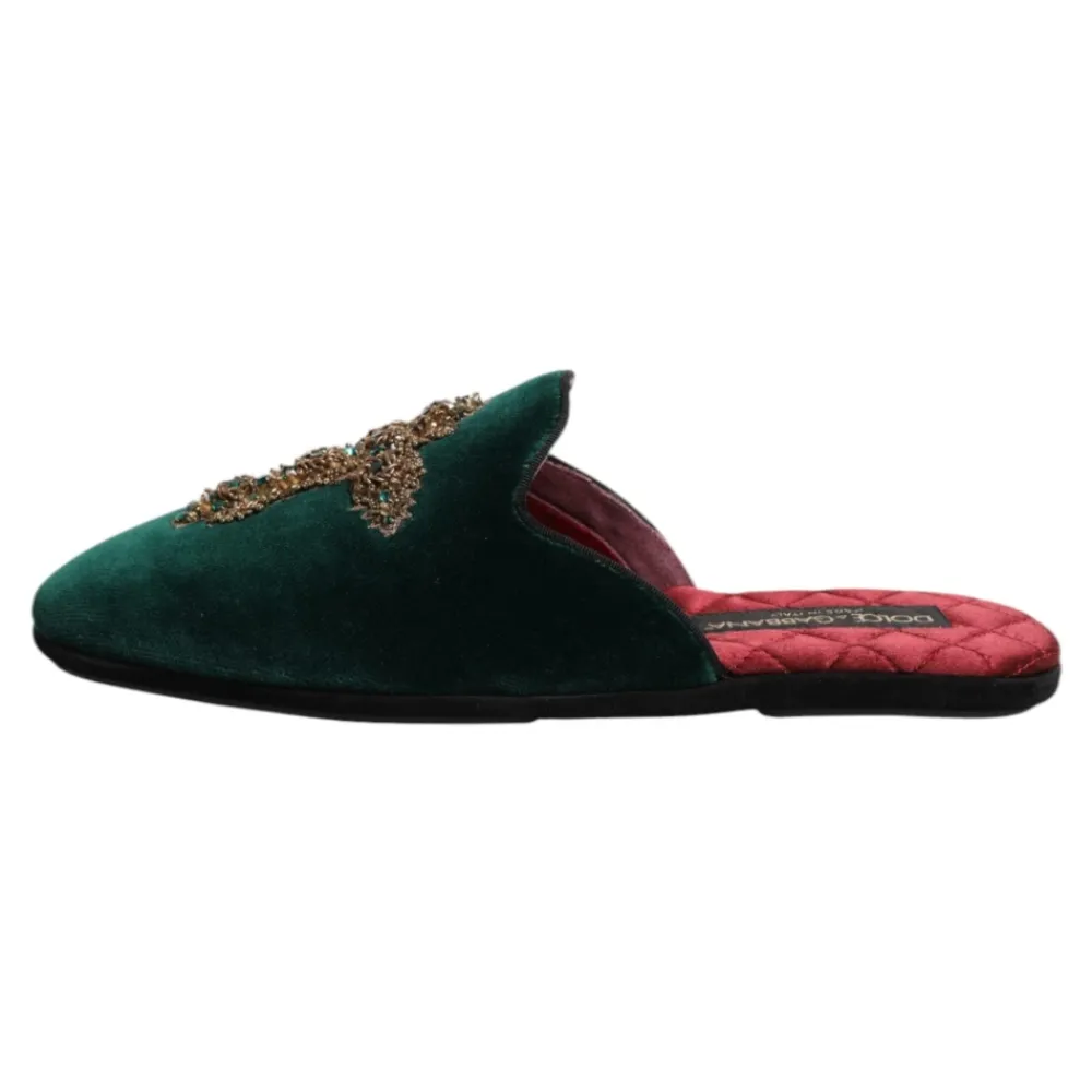 Heren Dolce & Gabbana e Velvet Cross Embellished Slippers