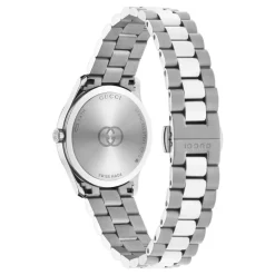 DAMES Gucci G-Timeless 29 mm roestvrijstalen kast, burgundy wijzerplaat, roestvrijstalen armband, quartz uurwerk