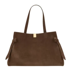 DAMES Yuzefi Gyoza Suede Tote Tas Chocolade