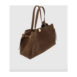 DAMES Yuzefi Gyoza Suede Tote Tas Chocolade