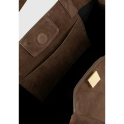 DAMES Yuzefi Gyoza Suede Tote Tas Chocolade