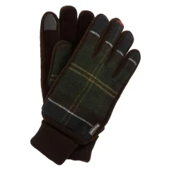 DAMES Barbour Handschoenen|Handschoenen^Hackney Handschoenen Tartan Leer Wol