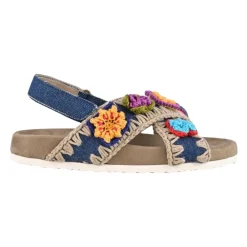Mou Sandalen^Handgemaakte denim kindersandalen met gehaakte randen