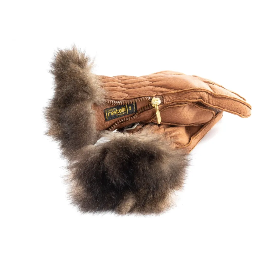 Heren Restelli Guanti Handschoenen^Handgemaakte Italiaanse Brandy Ski Handschoenen