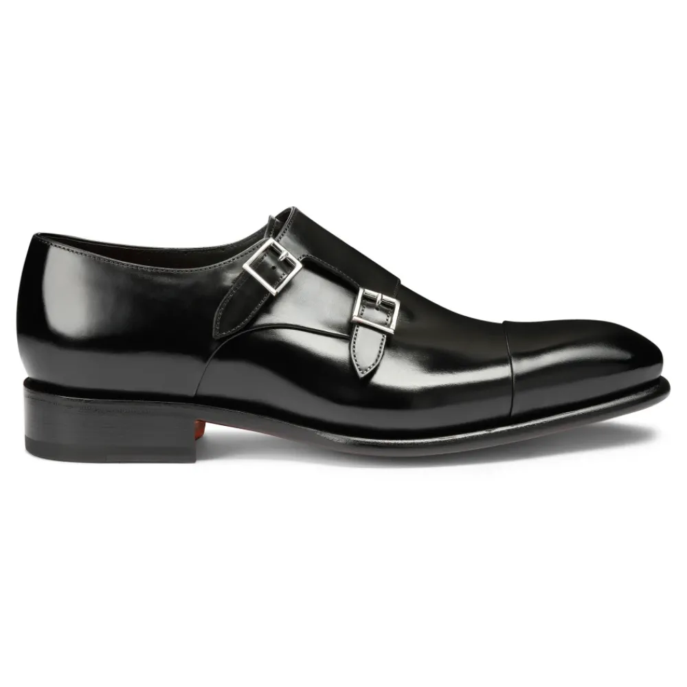 Heren Santoni Instappers & Slip Ons|Nette Schoenen^Handgemaakte leren schoen met dubbele gesp