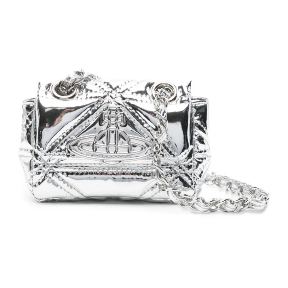 DAMES Vivienne Westwood Heuptassen^Harlequin Quilting Zilveren Kettingband Tas